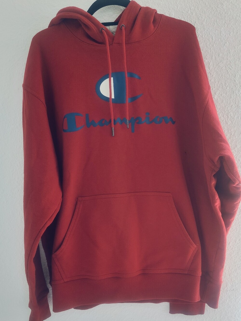 Champion Men’s Red Logo Hoodie Sweater